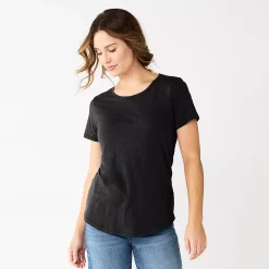 Women's Sonoma Goods For Life® Short Sleeve Curved Hem Crewneck Tee -Sonoma Clothing Store 5815853 Black
