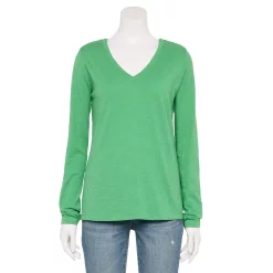 Women's Sonoma Goods For Life® Everyday Adaptive & Easy Dressing V-Neck Long Sleeve Top -Sonoma Clothing Store 5816145 Aloe Green