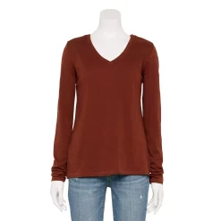 Women's Sonoma Goods For Life® Everyday Adaptive & Easy Dressing V-Neck Long Sleeve Top -Sonoma Clothing Store 5816145 Deep Wine