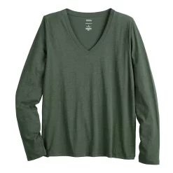 Women's Sonoma Goods For Life® Everyday Adaptive & Easy Dressing V-Neck Long Sleeve Top -Sonoma Clothing Store 5816145 Gray Green