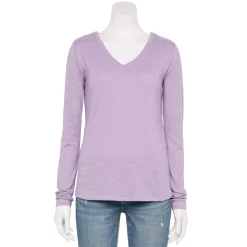 Women's Sonoma Goods For Life® Everyday Adaptive & Easy Dressing V-Neck Long Sleeve Top -Sonoma Clothing Store 5816145 Light Purple