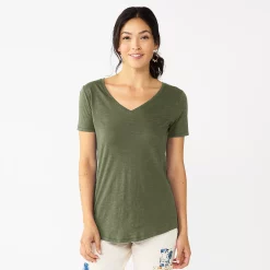 Women's Sonoma Goods For Life® Essential V-Neck Tee -Sonoma Clothing Store 5824995 Olive
