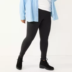 Plus Size Sonoma Goods For Life® Essential Mid-Rise Leggings -Sonoma Clothing Store 5840241 Dark Gray