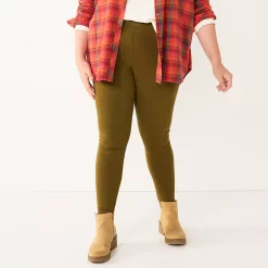 Plus Size Sonoma Goods For Life® Essential Mid-Rise Leggings -Sonoma Clothing Store 5840241 Olive