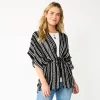 Women's Sonoma Goods For Life® Striped Tie-Front Ruana -Sonoma Clothing Store 5878386 Black Ink