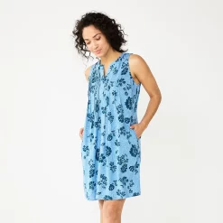 Women's Sonoma Goods For Life® Sleeveless Pintuck Tank Dress 16 Women's Sonoma Goods For Life® Sleeveless Pintuck Tank Dress -Sonoma Clothing Store 5903884 Blue Floral