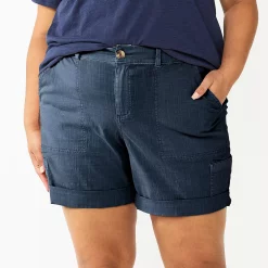 Plus Size Sonoma Goods For Life® Comfort Waist Utility Bermuda Shorts -Sonoma Clothing Store 5927089 Navy