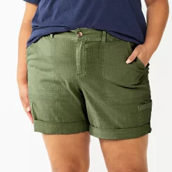 Plus Size Sonoma Goods For Life® Comfort Waist Utility Bermuda Shorts -Sonoma Clothing Store 5927089 Olive