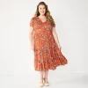 Plus Size Sonoma Goods For Life® Button Front Tiered Midi Dress 1 Plus Size Sonoma Goods For Life® Button Front Tiered Midi Dress -Sonoma Clothing Store 5927443 Rust Floral