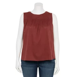Plus Size Sonoma Goods For Life® Yoke Front Tank -Sonoma Clothing Store 5953566 Maroon