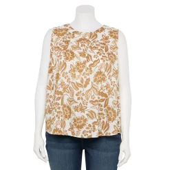 Plus Size Sonoma Goods For Life® Yoke Front Tank -Sonoma Clothing Store 5953566 Neutral Floral