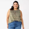 Plus Size Sonoma Goods For Life® Yoke Front Tank 2 Plus Size Sonoma Goods For Life® Yoke Front Tank -Sonoma Clothing Store 5953566 Olive Ikat