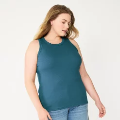 Plus Size Sonoma Goods For Life® High Neck Layering Tank -Sonoma Clothing Store 5955408 Anchor Blue