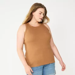 Plus Size Sonoma Goods For Life® High Neck Layering Tank -Sonoma Clothing Store 5955408 Brown