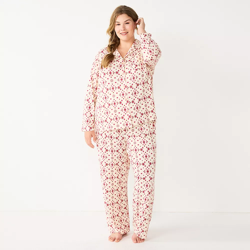 Plus Size Sonoma Goods For Life® Knit Pajama Shirt & Pajama Pants Sleep Set 3 Plus Size Sonoma Goods For Life® Knit Pajama Shirt & Pajama Pants Sleep Set