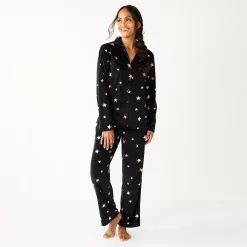 Women's Sonoma Goods For Life® Velour Pajama Shirt & Pajama Pants Sleep Set 7 Women's Sonoma Goods For Life® Velour Pajama Shirt & Pajama Pants Sleep Set -Sonoma Clothing Store 6076017 Black Starry