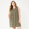 Plus Size Sonoma Goods For Life® Sleeveless Pintuck Tank Dress -Sonoma Clothing Store 6193865 Olive Geo